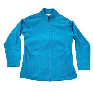 L.L.Bean Women Jacket Medium Full Zip Mock Fleece Neck Cozy Outdoors Casual Blue